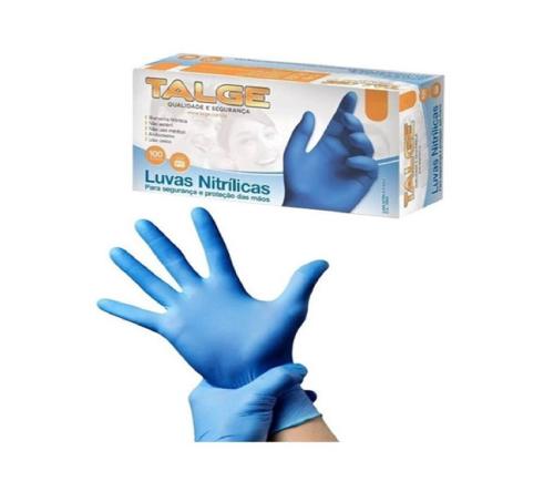 LUVA NITRÍLICA AZUL M - SEM PÓ CX C/ 100 - TALGE